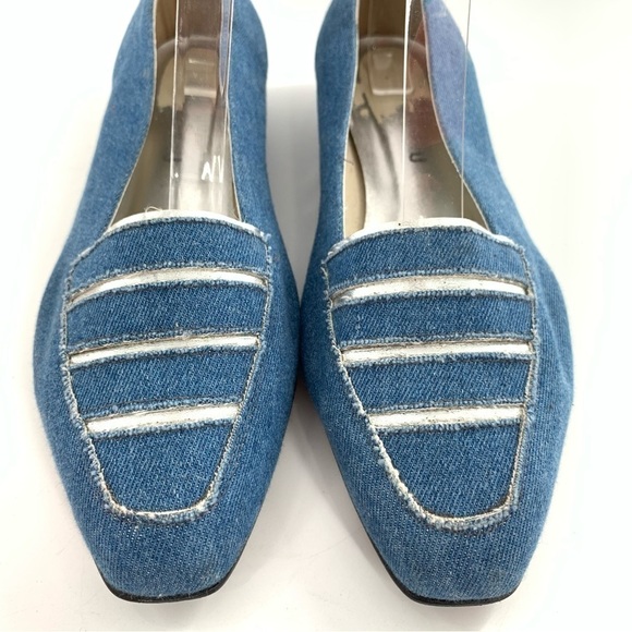 Vintage womens flats size 8.5 WW denim blue distressed vintage 80s 90s loafers - Picture 4 of 14